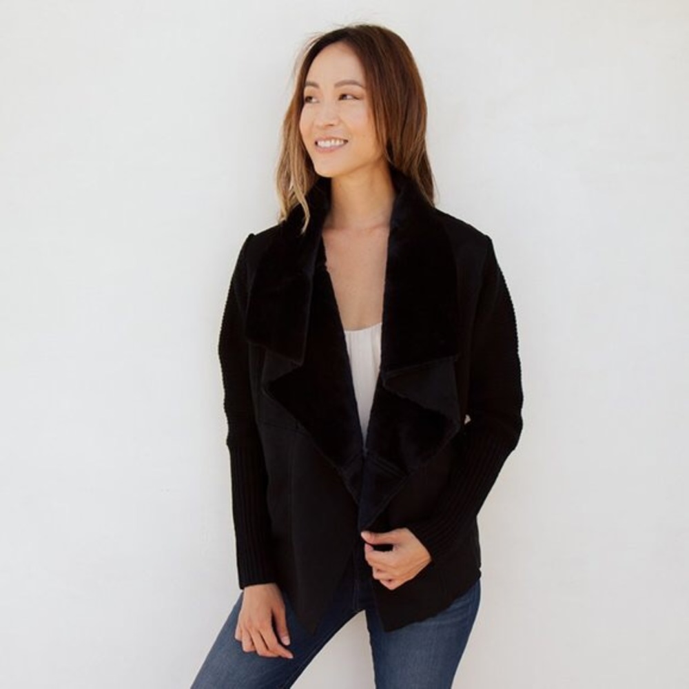 Light Brown Faux Fur Waterfall Cardigan (Size XL)